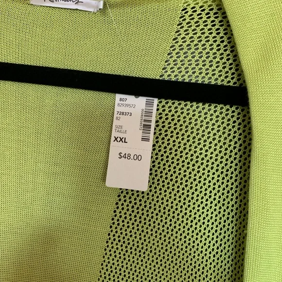 Lime Green Open-Front Women's cardigan. XL - Picture 3 of 8